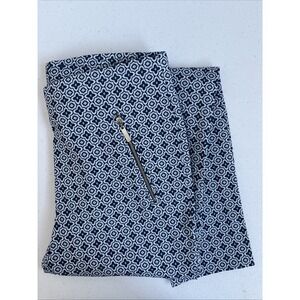 Kenar Women's Size 6 Navy White‎ Geometric Stretch Faux Pocket Skinny Pants